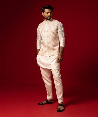 Tuft bush traditional embroidered nehru jacket set 3