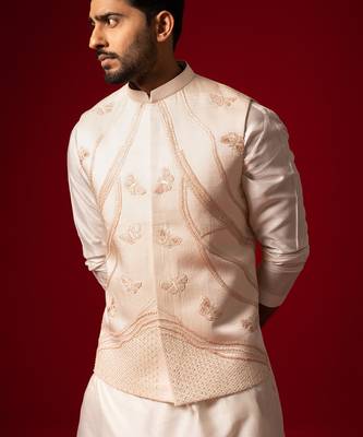 Tuft bush traditional embroidered nehru jacket set 4