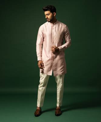 Rose pink embroidered kurta set 1