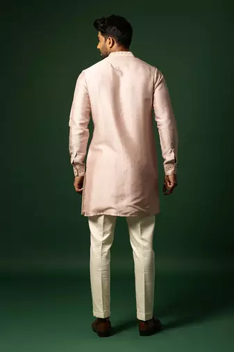 Rose pink embroidered kurta set