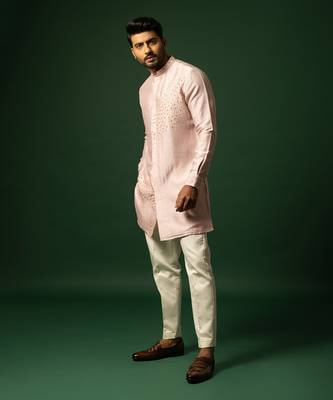 Rose pink embroidered kurta set 3