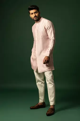 Rose pink embroidered kurta set