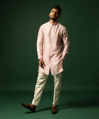 Rose pink embroidered kurta set 4