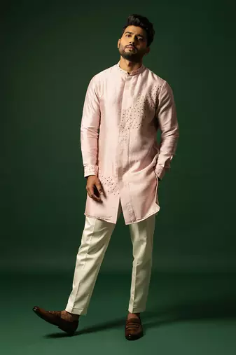 Rose pink embroidered kurta set
