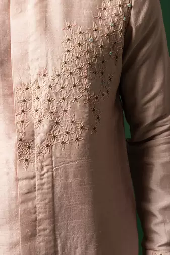 Rose pink embroidered kurta set