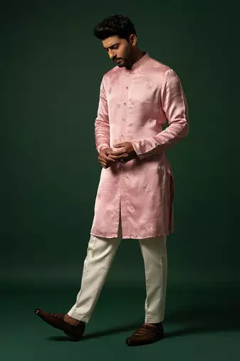 Rudy pink roseate flower kurta set