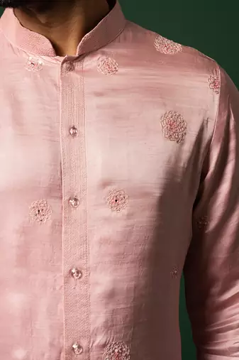 Rudy pink roseate flower kurta set