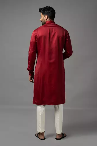 Red classic mirror kurta set