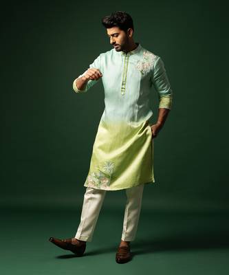 Ombre mint green kurta set 1