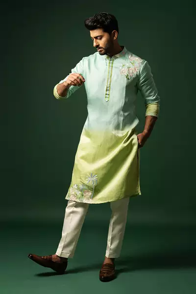 Ombre mint green kurta set