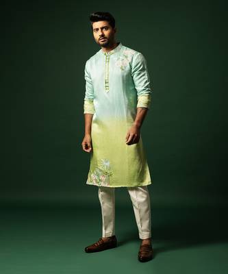 Ombre mint green kurta set 3