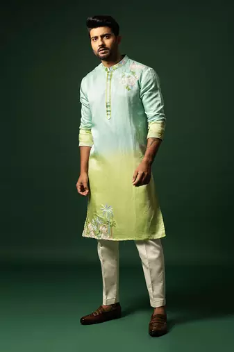 Ombre mint green kurta set