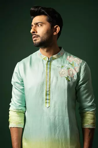 Ombre mint green kurta set