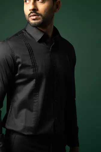 Black side stripes shirt