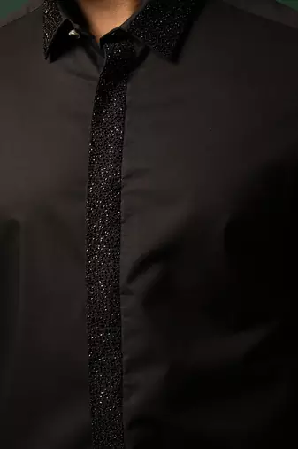 Black kardana hand work shirt