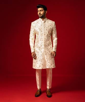 Ivory floral sherwani set 1