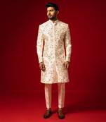 Ivory floral sherwani set