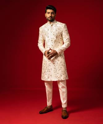 Ivory floral sherwani set 3