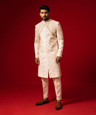 Rose gold classic sherwani set 1