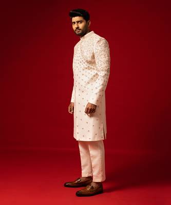 Rose gold classic sherwani set 3