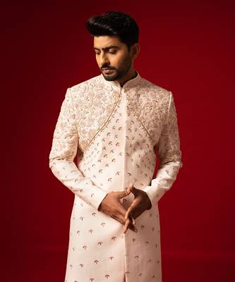 Rose gold classic sherwani set 4