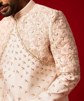 Rose gold classic sherwani set 5