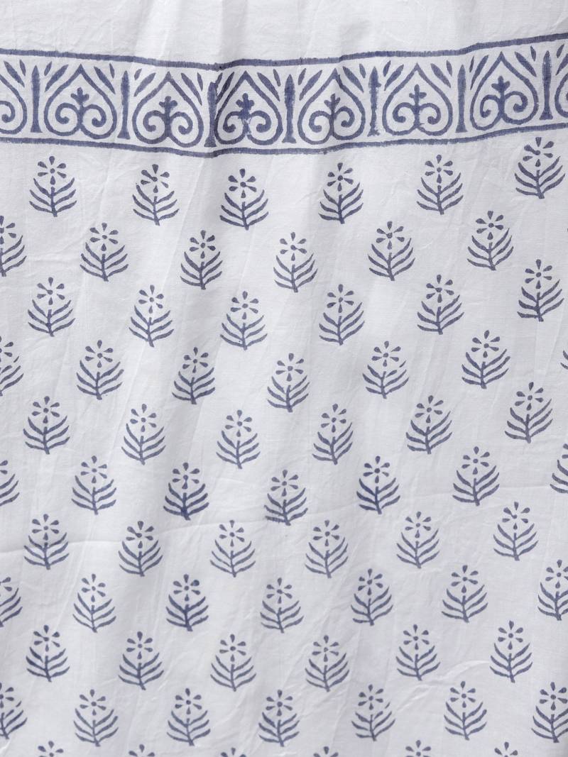 Yufta blue & white ethnic motifs printed mirror work kurta with palazzos & dupatta