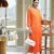 Hand Embroidered Orange Georgette Lucknow Chikankari Indian Women Kurta