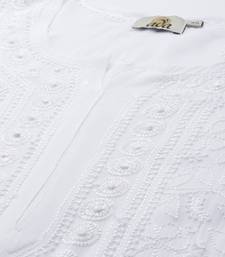 Hand Embroidered White Georgette Lucknowi Chikankari Indian Women Kurta