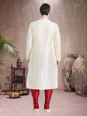 Indian Poshakh Maroon Art Silk Silk Blend Kurta Pajama 5