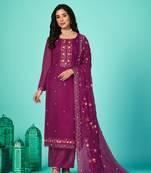 Purple color organza embroidered salwar suit