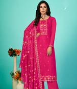 Rani pink color organza embroidered salwar suit