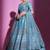 Fusionic blue embroidered silk lehenga-choli with blouse