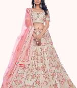 Fusionic white embroidered net lehenga-choli with blouse
