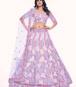 Fusionic purple embroidered net lehenga-choli with blouse