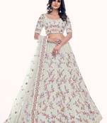 Fusionic off-white embroidered net lehenga-choli with blouse