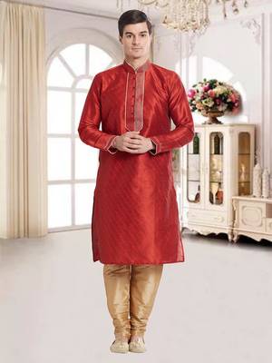 Indian Poshakh Gold Art Silk Silk Blend Kurta Pajama 5