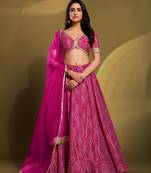 Fusionic pink printed lehenga-choli with blouse