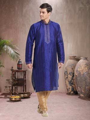 Indian Poshakh Gold Art Silk Silk Blend Kurta Pajama 5