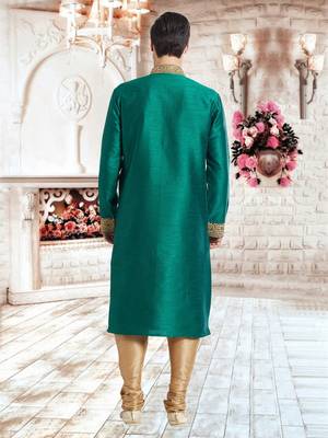 Indian Poshakh Gold Art Silk Silk Blend Kurta Pajama 5