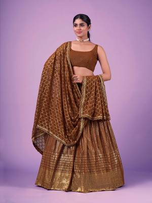 Fusionic grey embroidered georgette lehenga-choli with blouse 1