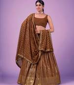 Fusionic grey embroidered georgette lehenga-choli with blouse