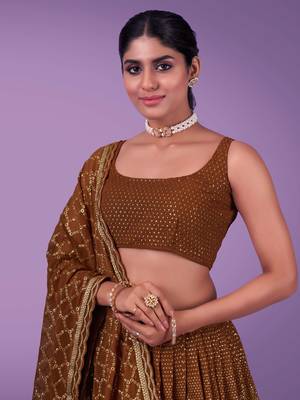 Fusionic grey embroidered georgette lehenga-choli with blouse 4