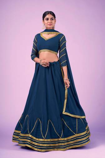 Fusionic peach embroidered net lehenga-choli with blouse