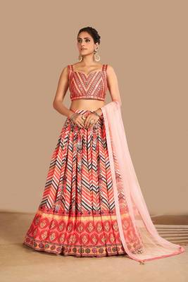 Fusionic multicolor printed art_silk readymade-lehenga-cholis with blouse 1