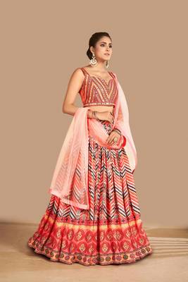Fusionic multicolor printed art_silk readymade-lehenga-cholis with blouse 2