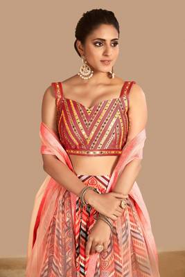 Fusionic multicolor printed art_silk readymade-lehenga-cholis with blouse 4