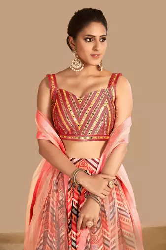 Fusionic multicolor printed art_silk readymade-lehenga-cholis with blouse