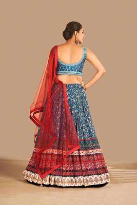 Fusionic multicolor printed art_silk readymade-lehenga-cholis with blouse 3