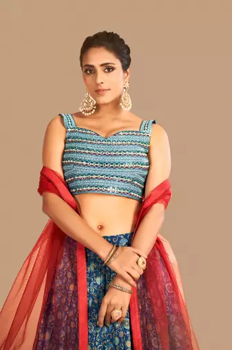 Fusionic multicolor printed art_silk readymade-lehenga-cholis with blouse